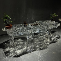 Table basse en acrylique transparente, design moderne, effet cristal platine, modèle Islande, pour hôtel, villa, art vague de glace