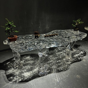 Transparent Platinum Crystal Flying Modern Design Acrylic Tea <b>Table</b> Iceland Model Room Hotel Villa Glacier Water Ripple Art - Product Image 1