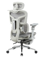 Chaise de bureau ergonomique de direction avec appui-tête réglable, fonction pivotante et dossier inclinable en tissu maillé intégral avec soutien lombaire