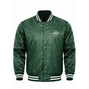 Chaquetas de satén más vendidas para adultos, precio al por mayor, ropa casual de calle, cuello alto, tela personalizada, teñido liso, chaqueta de satén para hombre - Product Image 1