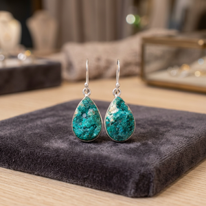 Magnifique pendentif en argent sterling 925 massif avec pierres précieuses en dioptase naturelle, taille poire, fait main, certifié par un tiers, de luxe, idéal comme cadeau - Product Image 2