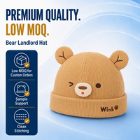 Bonnet en velours côtelé pour bébé et tout-petit avec oreilles d'ours 3D, broderie mignonne, doux et chaud, style docker, pour la protection solaire en extérieur