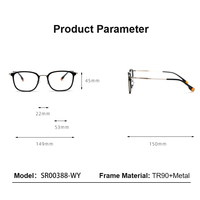 Kacamata Sunray OEM Baru Ultralight Wanita Pria TR90 Bingkai Besar Metal Retro Resep Optik Full-Frame Miopia Kacamata Custom