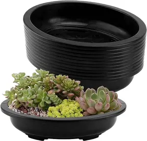 Pot Bonsai Oval, pot plastik tanam sayuran dengan lubang untuk anggrek