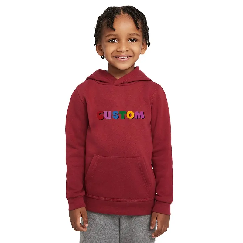 Oem Kinderen Effen Kleur Pullover Custom Logo Sweatshirts Kids Jongens En Meisjes Blanco Hoodies