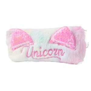 Mooie kattenoorvormige pluche potloodtas met lovertjes, glitter, grote opbergtas voor pennen, schattig studentenbenodigdheden cadeau - Product Image 3