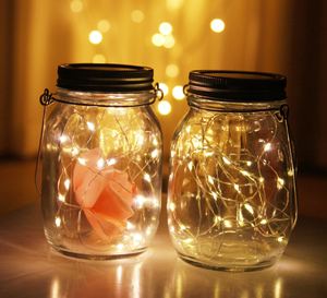 Lámpara Solar LED para Frascos de Vidrio, con Cable de Cobre Plateado, Estilo Luciérnaga, para Patio, <span class=keywords><strong>Jardín</strong></span>, Luces Solares Colgantes para Exteriores - Product Image 1