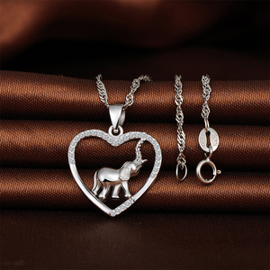 <span class=keywords><strong>MNQ</strong></span> 1 Stück Schmuck Damen Halskette 925 Sterling Silber Herz Elefant Halsketten - Product Image 3