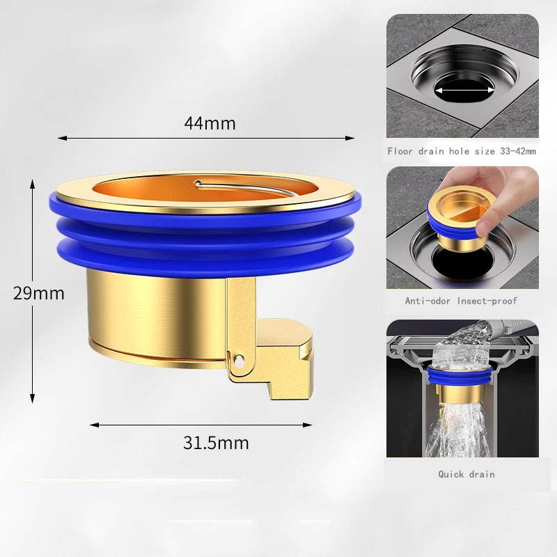 Copper color odor-resistant floor drain core