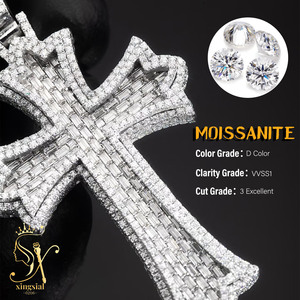 จี้ไขว้แบบกำหนดเองจี้ฮิปฮอป925เงินเพชรโมอิสซาไนต์เครื่องประดับแบบปรับได้ตามต้องการ - Product Image 3