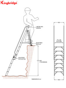 Escalera de acceso a la zanja de aluminio retráctil de alta resistencia industrial Kingbridge, escaleras plegables para un acceso seguro a los pozos - Product Image 3