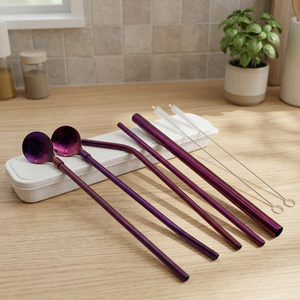 Modern Metal Cocktail <b>Bar</b> <b>Tools</b> Set 4Pc Ice Scoop Strainer Reusable Purple - Product Image 6