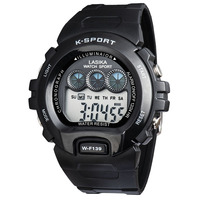 Jam Tangan Digital LASIKA W-F139 K-Sport Tahan Air 3BAR Lampu Latar LED Alarm Stopwatch Bebas Hg TPU Baterai Berkualitas Tinggi Unisex