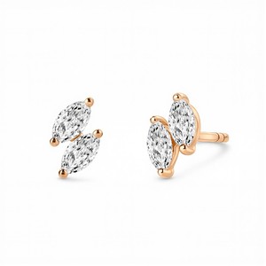 Modern Marquise Lab Grown Diamond Ear Climber <b>Stud</b> <b>Earrings</b> in 925 Sterling Silver Titanium 10K 14K 18K Gold Minimalist Fine - Product Image 1