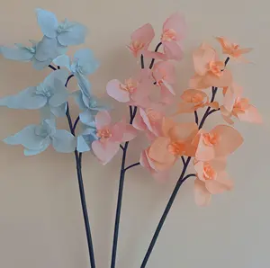 Vente en gros, orchidée de couleur nue, toucher réel, fleurs de mariage à domicile, orchidée blanche, toucher réel artificiel, O-X740