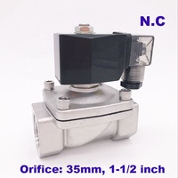 Válvula Solenoide de Agua de 2 Vías, Acero Inoxidable 304, Normalmente Cerrada, Puerto de 1 1/2\", 110V CA, Orificio de 40mm, SPU-40, Arranque a Cero Presión, Tipo Enchufe, Alta Calidad