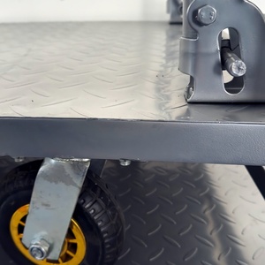 Heavy Duty Steel Trolley Goods Moving Warehouse Hand Push <strong>Flat</strong> Trolley <strong>Cart</strong> With Weight Capacity 800kg 90*60CM - Product Image 3