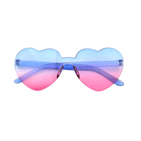 Lunettes de soleil pour femmes 2026, design de créateur, monture en PC sans bordure, forme de cœur, bleu, lunettes de soleil tendance et bon marché pour femmes 2026