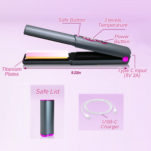 Lisseur <span class=keywords><strong>de</strong></span> cheveux portable 2 en 1 sans fil EFA WS011, <span class=keywords><strong>fer</strong></span> à lisser professionnel sans fil rechargeable par USB, marque privée - Product Image 3