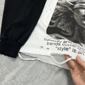 T-shirt Premium Streetwear Designer 100% Coton Col Rond Raglan Personnalisé T-shirt Lourd Imprimé Oversize à Manches Longues - Product Image 4