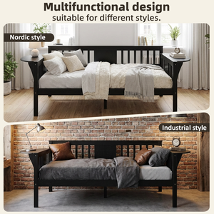 Cuna de Pino de Tamaño Completo al por Mayor con Estructura de Mesa para Dormitorio, Sala de Estar, Diseño Minimalista, Marca Bambooleader - Product Image 5