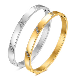Women's 6Mm 18K Gold Diamond <b>Bracelet</b> Steel Gold Geometric Everyday Wear Jewelry <b>Set</b> Channel Setting - Product Image 1