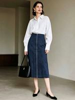 Jupes en cuir suédé véritable en peau de mouton, longueur cheville, taille haute, ajustées, avec fermeture éclair YKK, pour femmes matures, idéales pour le bureau – Vente directe usine