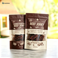 Vente en gros de viande de bœuf séchée épicée personnalisée, prête à consommer, en sachet de qualité alimentaire, avec faible MOQ
