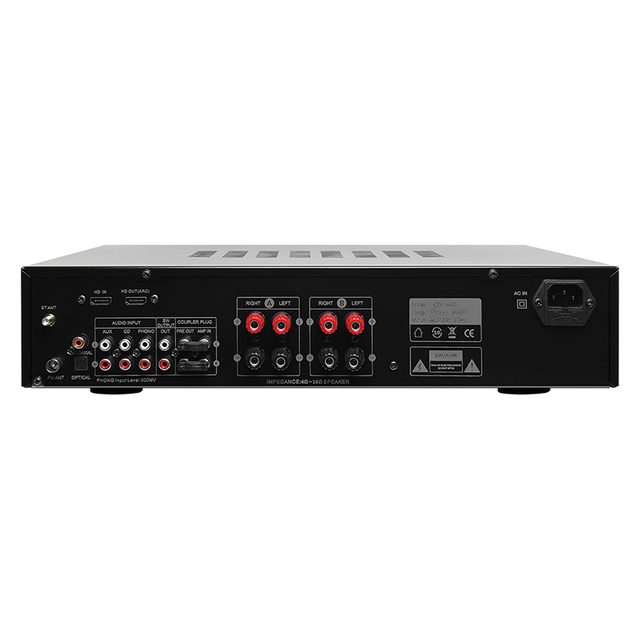 RMS 800W Hi-Fi 4-Channel Professional Audio Amplifier BT5.3 Home Karaoke Conference Church Amp with 2 Mic Input for Home Use