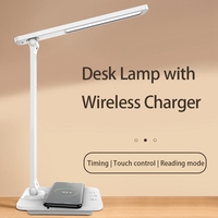 Lampe de bureau électrique minimaliste à commande tactile en ABS flexible avec chargeur sans fil pour chambre, salle de lecture, bureau et veilleuse