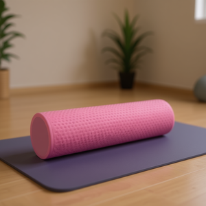 Bâtons de massage et rouleaux de yoga en EVA rose uni 45x15cm - Product Image 2