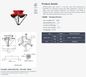 หุ่นยนต์เดลต้า 4 แกน BORUNTE BRTIRPL1003A รับน้ำหนักได้ 3 กก. ความยาวแขน 1000 มม. ความเร็วสูง สำหรับหยิบจับ บรรจุ แพ็ค และคัดแยก - Product Image 6