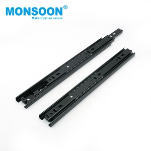 heavy duty rails runner side mounted electrophoretic black 35mm triple fold full extension kitchen <b>storage</b> cabinet drawer slide - Product Image 5