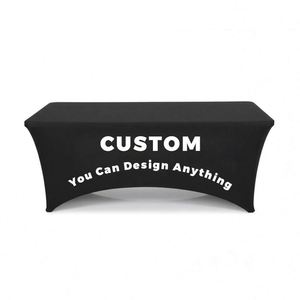 Custom Logo Simple Heavy-Duty Reusable Wrinkle-Free Elasticity Polyester Party Home Use Tablecloth with Printed Covers - Product Image 6