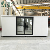 Maison conteneur pliable anti-ouragan 20ft 40ft, maison modulaire préfabriquée, pliable, étanche, isolée, avec structure en acier