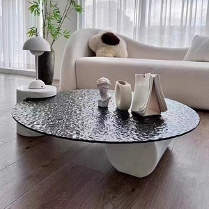 Tavolino da Caffè Rotondo in <span class=keywords><strong>Vetro</strong></span> con Effetto Ondulato, Stile Nordico Creativo e Lusso Leggero Italiano, Vendita Diretta dalla Fabbrica - Product Image 2