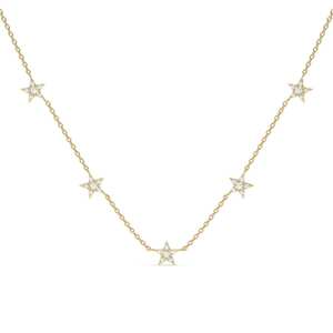 Collar de Plata de Ley 925 con Baño de Oro y Diamante Moissanita de Corte Brillante Redondo, Joyería para Regalo de Boda o Compromiso - Product Image 2