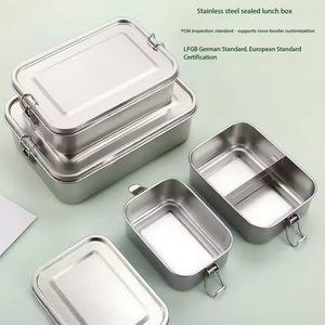Cross Border 304 Stainless Steel Square <b>Lunch</b> <b>Box</b> Snap Lid 1400ml Capacity Modern Minimalist Design for Students Adults - Product Image 6