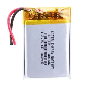 small rechargeable 3.7v lithium ion lipo battery 302535 250mAh for toys