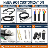 Conector Multipolar Marino NMEA 2000 de 6 Vías y 5 Pines, Divisor M12 6T, Impermeable IP67, Conector de Panel, Conversor, Cable NMEA2000