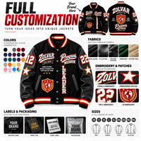 Veste de club sportif personnalisée OEM pour marque de streetwear, commandes en gros, logo brodé, veste de baseball en cuir noir pour homme