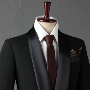 Costume classique noir à revers châle pour <span class=keywords><strong>homme</strong></span>, coupe ajustée, blazer de marié, veste de <span class=keywords><strong>soirée</strong></span> formelle, sur mesure pour bal de promo - Product Image 4