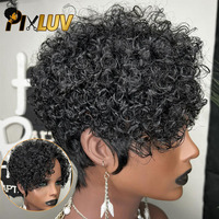 Perruques Courtes en Cheveux Humains en Gros, Fournisseurs de Perruques Courtes Bouclées Coupe Pixie, Perruques Courtes en Cheveux Humains pour Femmes Noires, Perruques Sans Colle en Cheveux Humains