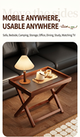 Table à thé en bois de style japonais moderne, plateau pliable, table d'appoint pour salon, mobilier de service pour café et thé