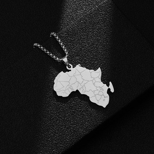 Collares con colgante de mapa de África DE PAÍS DE ACERO INOXIDABLE estilo hip-hop de alta calidad, joyería de Color dorado para mujeres y hombres - Product Image 3