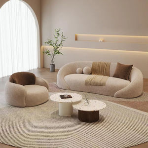 Divano curvo a forma speciale in velluto ciniglia negozio di abbigliamento salone di bellezza zona Lounge luce di lusso divano Reception con tavolino da caffè - Product Image 4