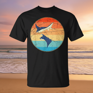 Camiseta Retro Stingray Ocean Animal Manta Ray para adulto, unisex, diseño vintage negro - Product Image 3