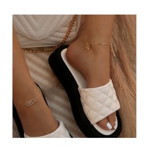 Factory Wholesale Flat Toe PU Slides Slippers Women Sandals Shoes Size Summer Beach Slipper - Product Image 1