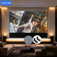 Écran de projection motorisé SCREEN PRO 3W pour home cinéma, gris acoustique, nouvelle arrivée 2026, avec télécommande et levage automatique au sol
