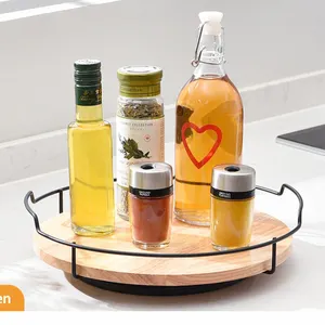 Spice Rack Spice Wholesale Multifunctional 360 Degree Rotating Lazy Susan Wood Tray Spice Rack